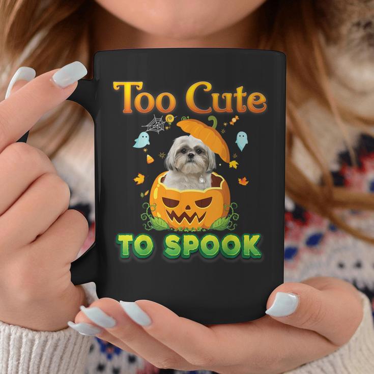 Too Cute To Spook Shih Tzu Dog Halloween Pumpkin Witch Hat Coffee Mug ...