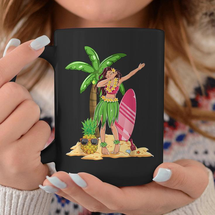 Dabbing Hawaiian Girl Summer Vacation Hawaii Pineapple Palm Coffee Mug Unique Gifts