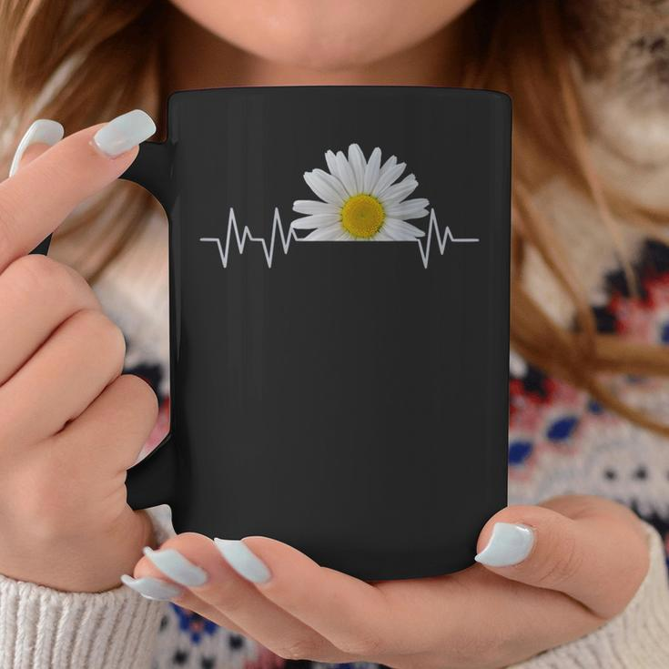 Daisy Flower Daisies Bloom Floral Heartbeat Coffee Mug Unique Gifts