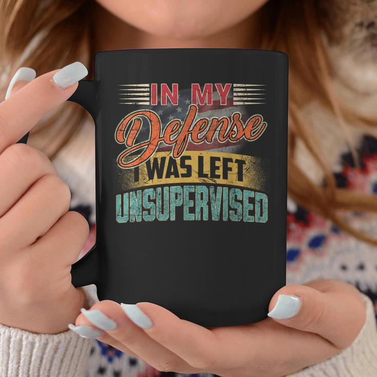 In My Defense I Was Left Unsupervised Retro Sayings Coffee Mug Unique Gifts