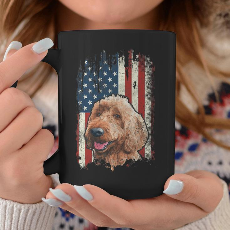 Distressed Goldendoodle American Flag Patriotic Dog Coffee Mug Unique Gifts