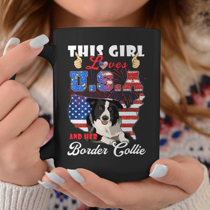 Dog Border Collie This Girl Loves Usa And Her Dog 4Th Of July Border Collie Coffee Mug Unique Gifts