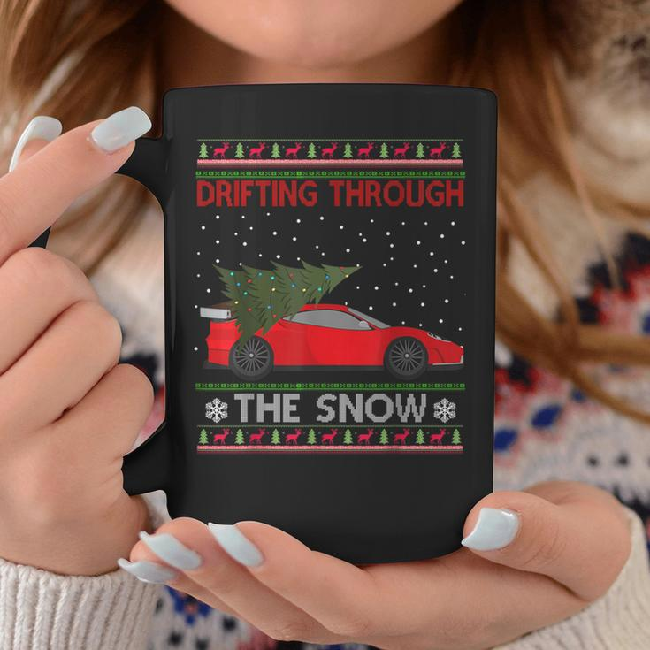 Drifting Through The Snow Ugly Christmas Sweater Tree Car Coffee Mug Unique Gifts