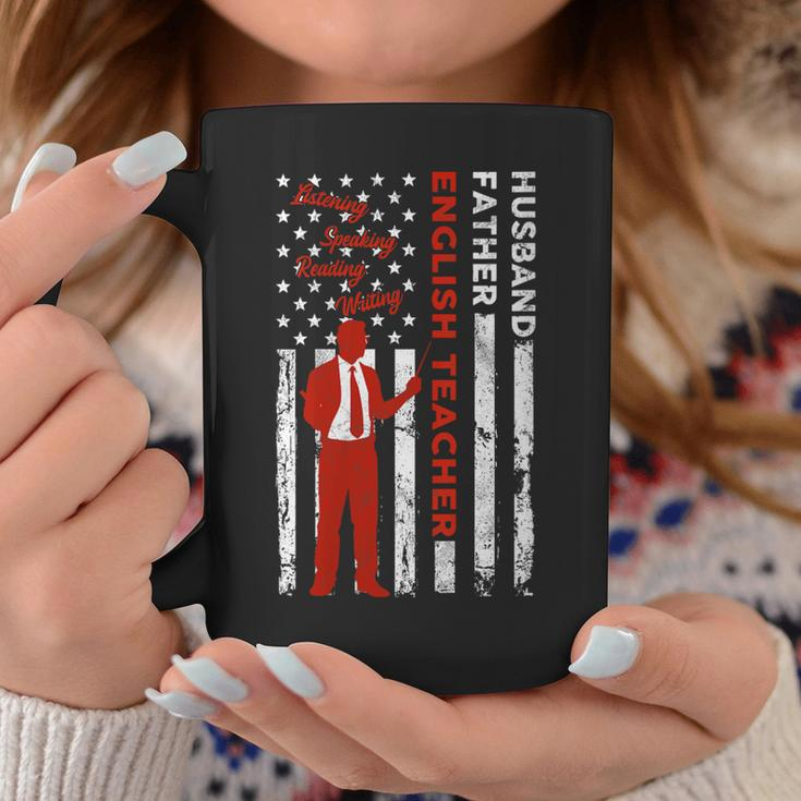 English Teacher Husband Dad Usa Flag American Fathers Gift For Womens Gift For Women Coffee Mug Unique Gifts