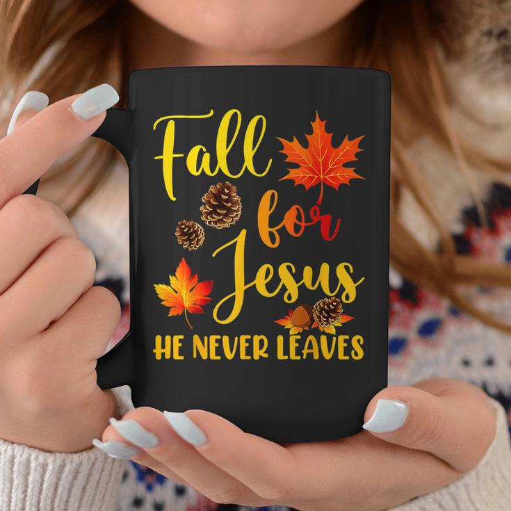 Fall For Jesus He Never Leaves Autumn Christian Prayers Coffee Mug Unique Gifts