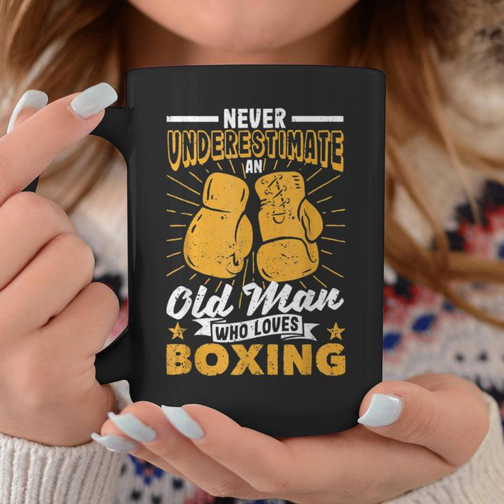 Fathers Day Never Underestimate An Old Man Who Loves Boxing Gift For Mens Coffee Mug Funny Gifts