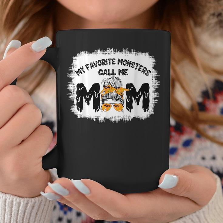 My Favorite Monsters Call Me Mom Messy Bun Happy Halloween Coffee Mug Unique Gifts