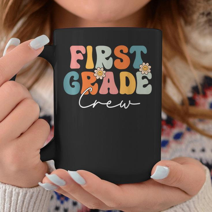 First Grade Crew Team Retro Groovy Vintage Back To School Coffee Mug Unique Gifts