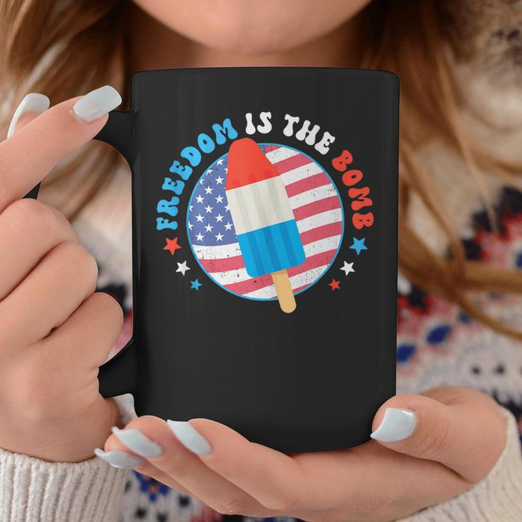 Freedom Is The Bomb Usa Flag Popsicle 4Th Of July Patriotic Coffee Mug Unique Gifts
