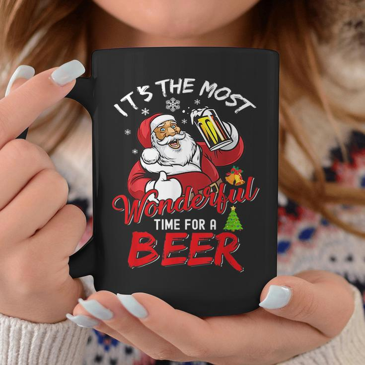 Funny Christmas Santa Claus Drinking Beer Wonderful Time Drinking Funny Designs Funny Gifts Coffee Mug Unique Gifts