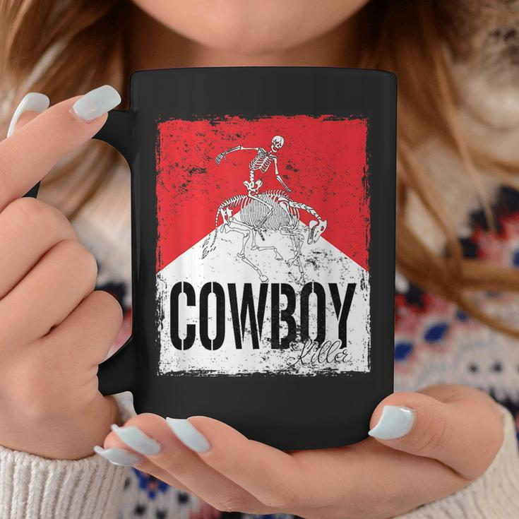 Funny Cowboy Killer Western Rodeo Skeleton Bull Horn Skull Rodeo Funny Gifts Coffee Mug Unique Gifts