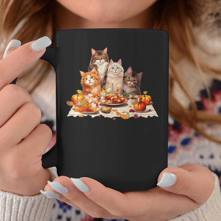 Cute Cat Lover Celebrating Thanksgiving Autumn Dinner Coffee Mug Unique Gifts