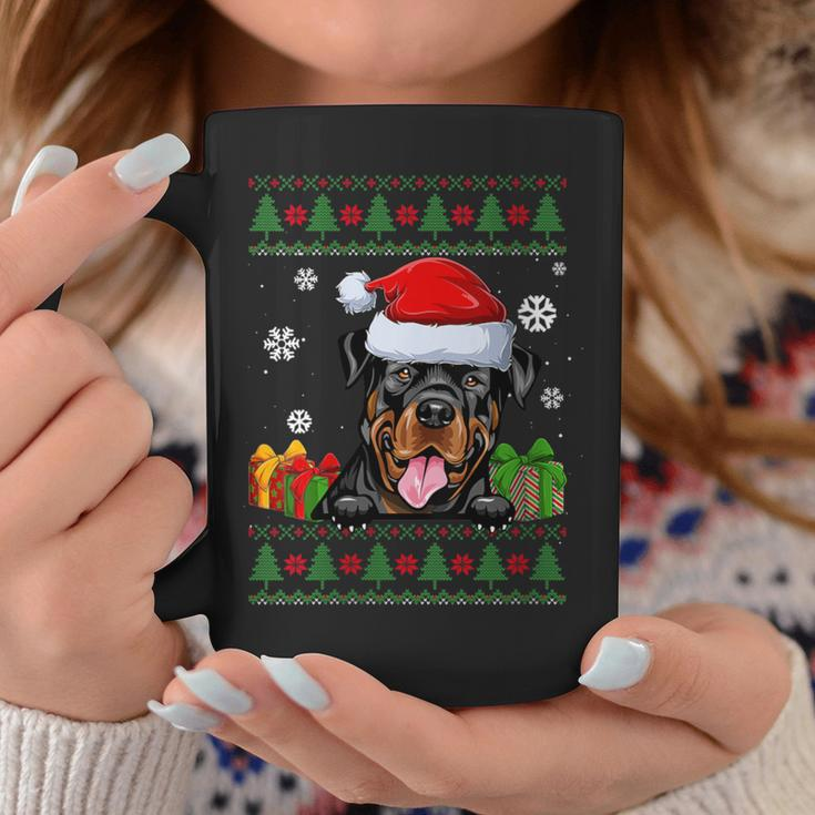 Dog Lovers Rottweiler Santa Hat Ugly Christmas Sweater Coffee Mug Unique Gifts