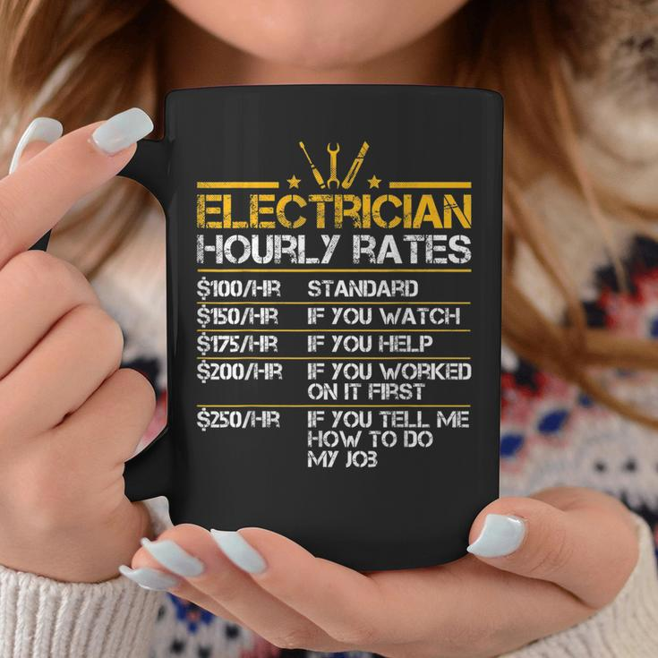 Funny Electrician Hourly Rates Lineman Men Electrician Dad Coffee Mug Funny Gifts