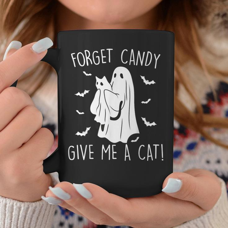 Halloween Cat Ghost Forget Candy Give Me Cat Halloween Coffee Mug Funny Gifts
