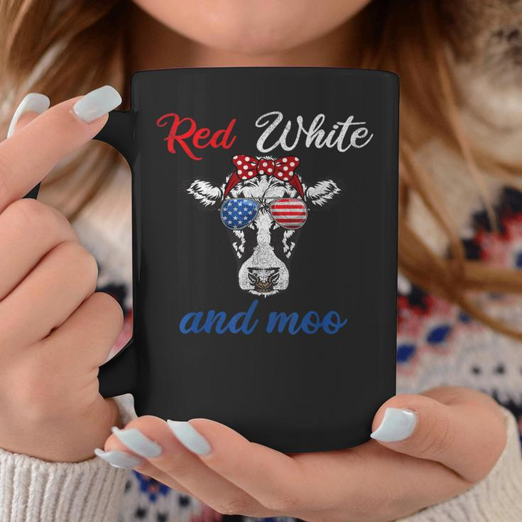 Funny Red White & Moo 4Th Of July Apparel Usa Patriotic Cow Coffee Mug Unique Gifts