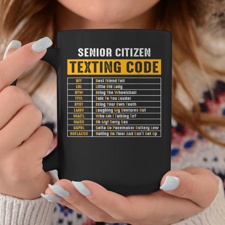 Funny Senior Citizens Texting Code Fathers Day For Grandpa Coffee Mug Unique Gifts