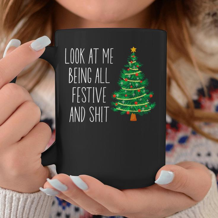 Vintage Xmas Look At Me Being All Festive And Shit Coffee Mug Unique Gifts