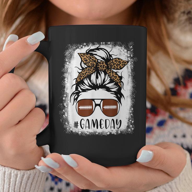 Game Day Leopard Messy Bun Mom Football Lover Bleached Coffee Mug Unique Gifts