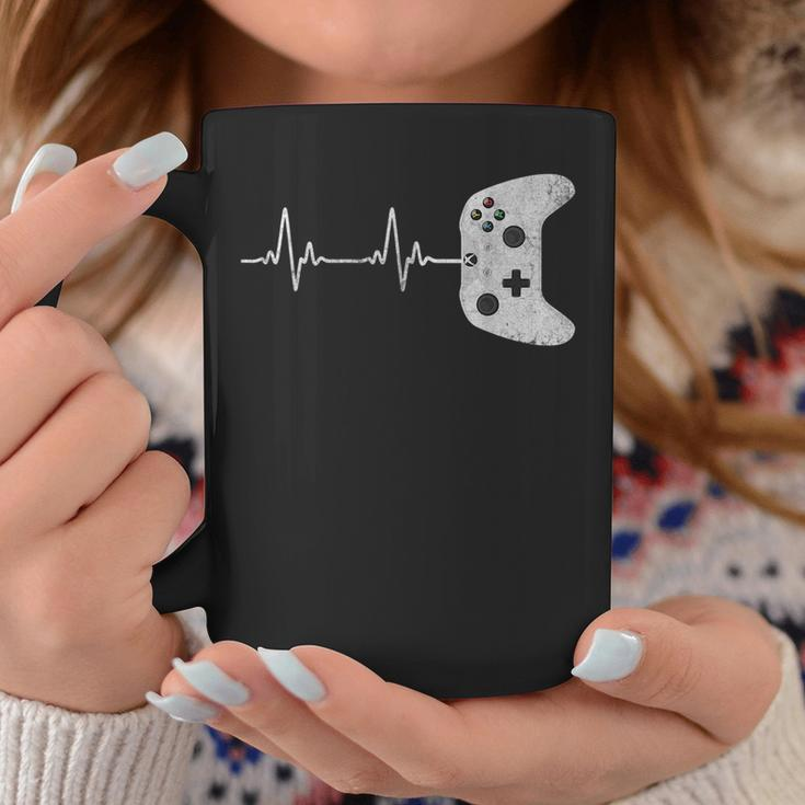 Gamer Heartbeat Funny Vintage Game Controller Coffee Mug Unique Gifts