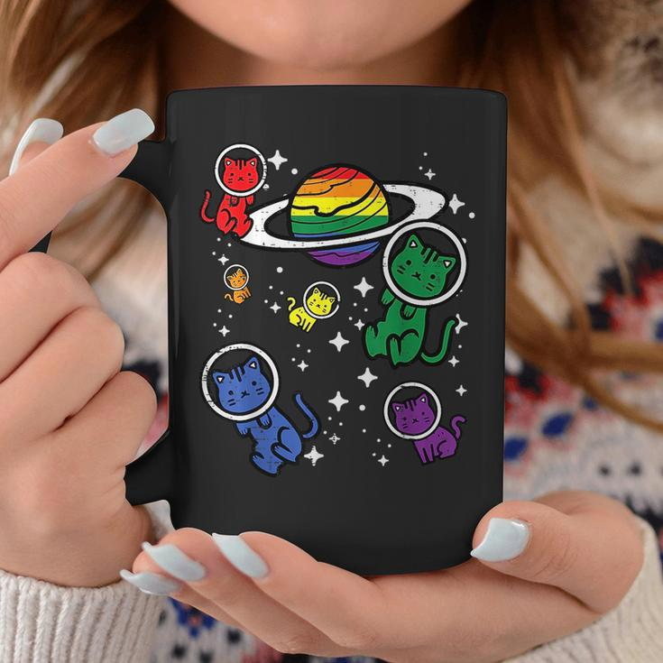 Gay Cats In Space Rainbow Pride Month Lgbtq Ally Women Girls Coffee Mug Unique Gifts