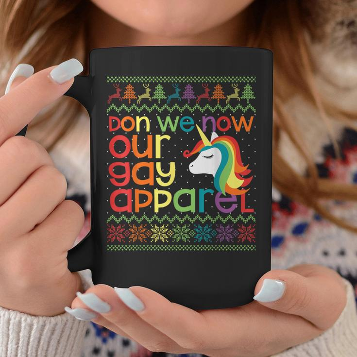 Gay Christmas Rainbow Unicorn Don We Now Our Gay Apparel Coffee Mug Unique Gifts