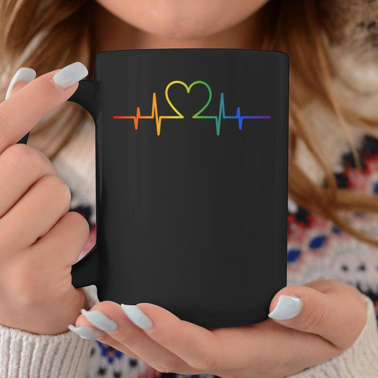 Gay Heartbeat Lgbt Pride Rainbow Flag Lgbtq Cool Les Ally Coffee Mug Unique Gifts