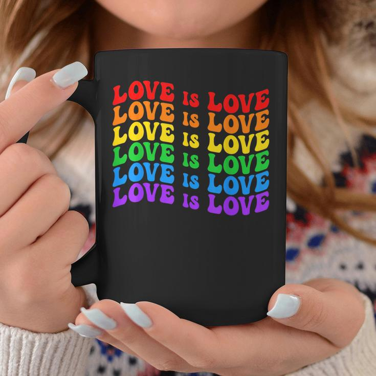 Gay Pride March Rainbow Lgbt Equality Groovy Love Is Love Coffee Mug Unique Gifts