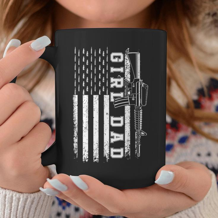 Girl Dad For Men Bullet And Rifle Usa Flag Fathers Day Coffee Mug Funny Gifts