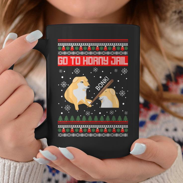 Go To Horny Jail Ugly Christmas Sweater Bonk Meme Coffee Mug Unique Gifts