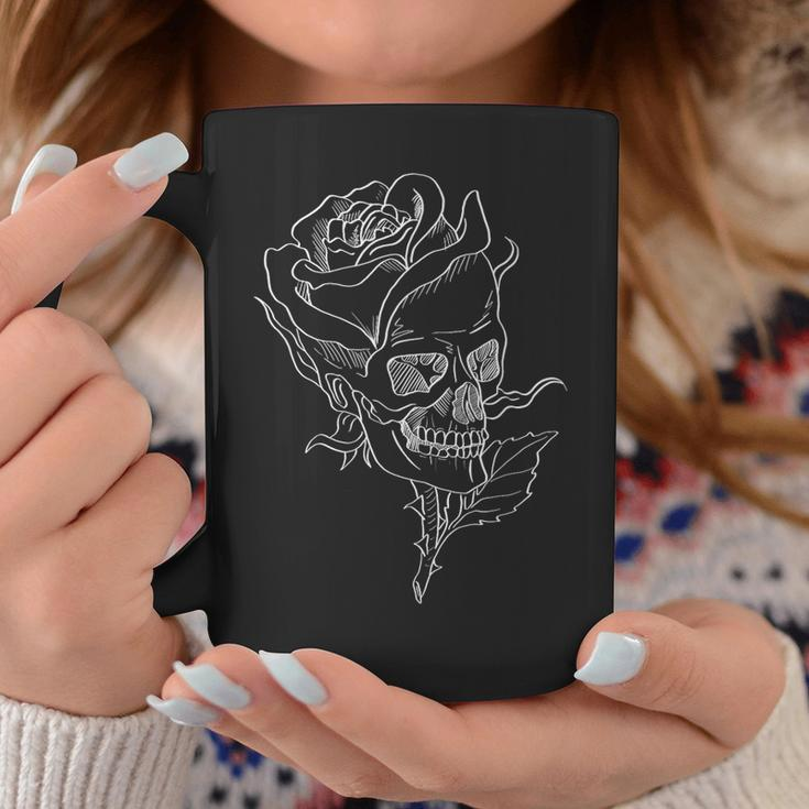 Goth Rose Skull Face Graphic For Women And Girls Skeleton Coffee Mug Unique Gifts
