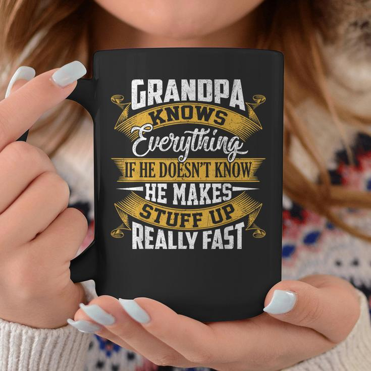 Grandpa Knows Everything Funny Fathers Day Coffee Mug Unique Gifts