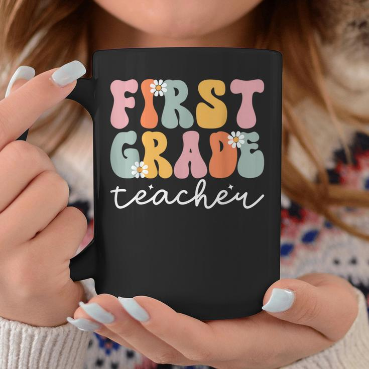 Groovy First Grade Teacher Retro 1St Day Of School Teacher Coffee Mug Unique Gifts