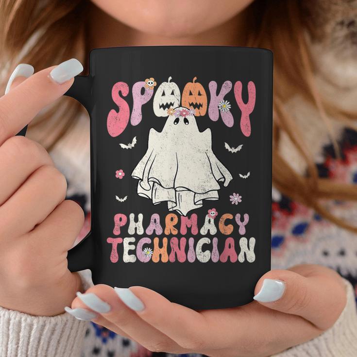 Groovy Halloween Spooky Pharmacy Tech Floral Ghost Costume Coffee Mug Unique Gifts