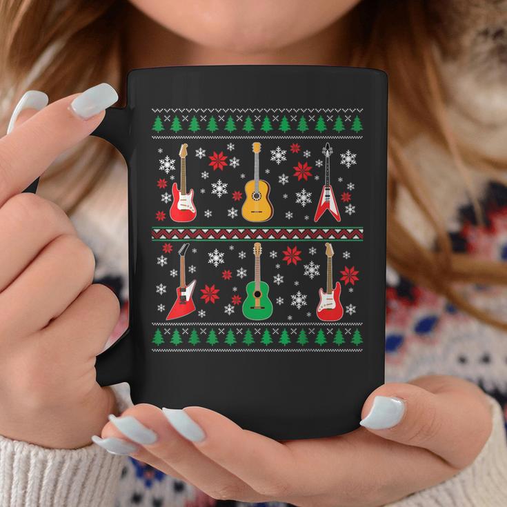 Guitar Ugly Christmas Sweater Guitar Lovers Guitarists Coffee Mug Unique Gifts