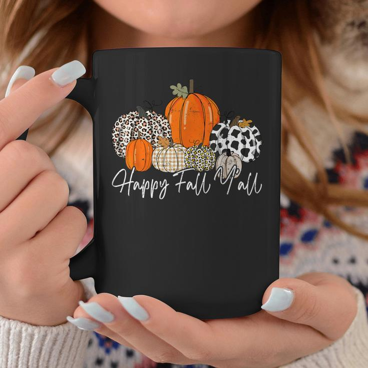 Happy Fall Y'all Pumpkin Leopard Cute Autumn Coffee Mug Unique Gifts