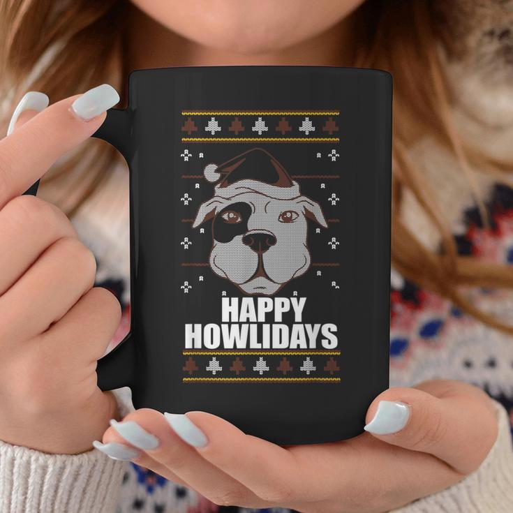 Happy Howlidays Ugly Christmas Sweater Pitbull Dog Meme Coffee Mug Unique Gifts