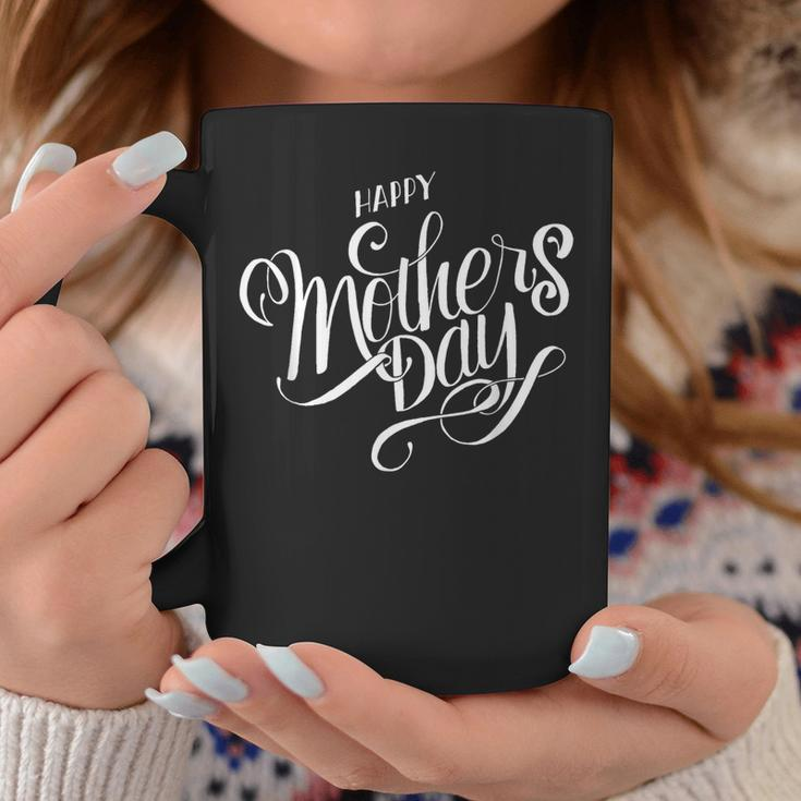 Happy Mothers Day Fancy White Cursive Design Classy Coffee Mug Personalized Gifts