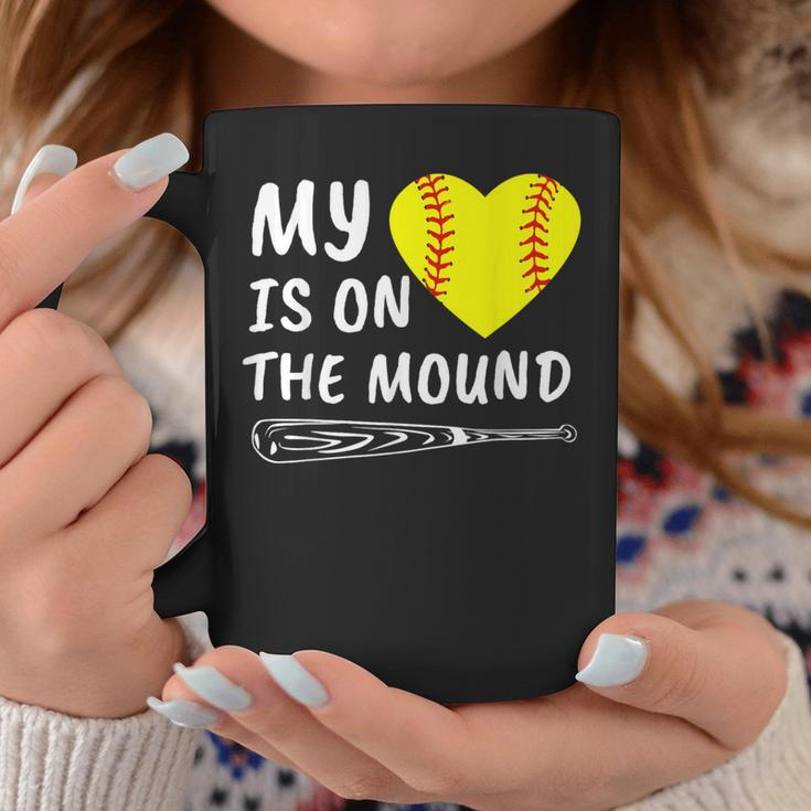 My Heart Is On The Mound Softball Bat Proud Mom Dad Coffee Mug Unique Gifts