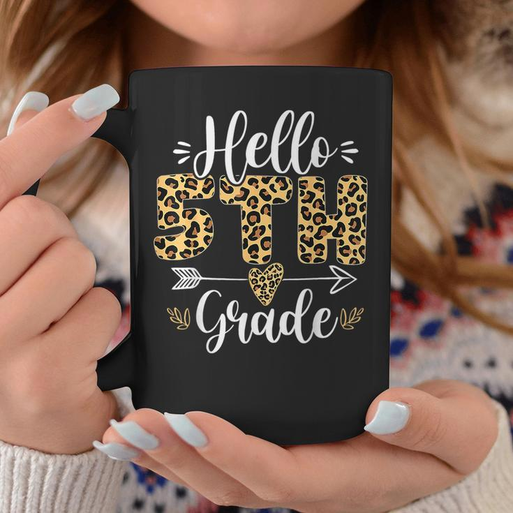 Hello 5Th Fifth Grade Leopard Teacher Back To School Girls Coffee Mug Funny Gifts