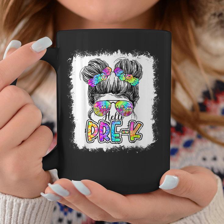 Hello Pre K Messy Bun Girls Tie Dye Cute Back To School Coffee Mug Unique Gifts