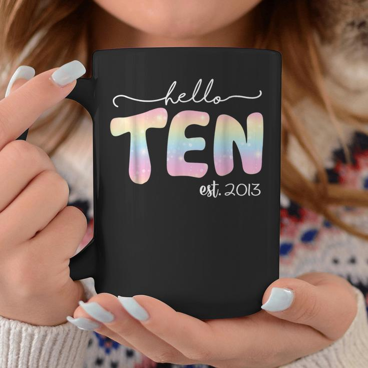 Hello Ten Est 2013 Boys Girls Tie Dye 10Th Birthday Coffee Mug Funny Gifts