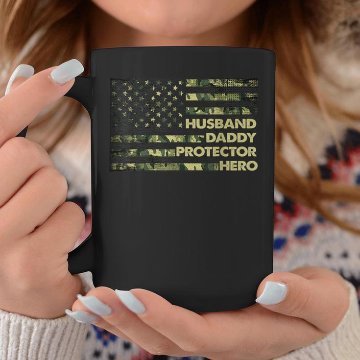 Husband Daddy Protector Hero For Men Camo Us Flag Coffee Mug Unique Gifts