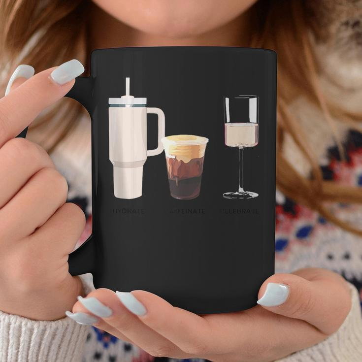 Hydrate Caffeinate Celebrate - Water Coffee Rose Coffee Mug Unique Gifts