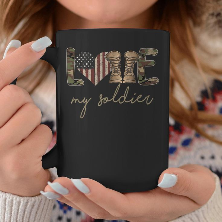 I Love My Soldier Military Army Wife Usa Camour Flag Coffee Mug Funny Gifts
