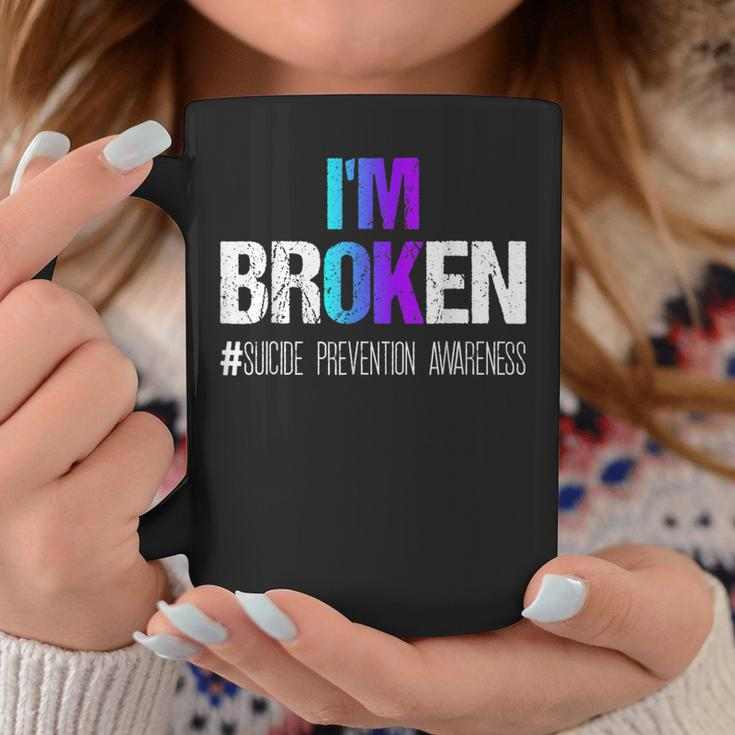 I'm Broken Wear Teal And Purple Suicide Prevention Awareness Coffee Mug Unique Gifts