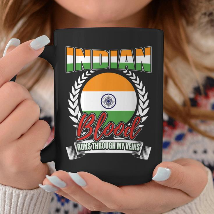 Indian Blood Runs Through My Veins India Country Flag Coffee Mug Funny Gifts