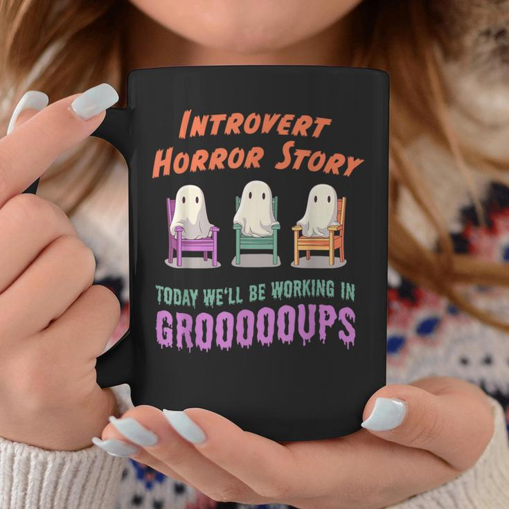 Introvert Shy Antisocial Horror Story Quote Kawaii Ghost Coffee Mug Unique Gifts