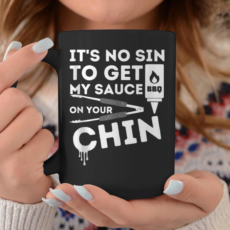 It's No Sin To Get My Sauce Bbq Smoker Barbecue Grill Coffee Mug Unique Gifts