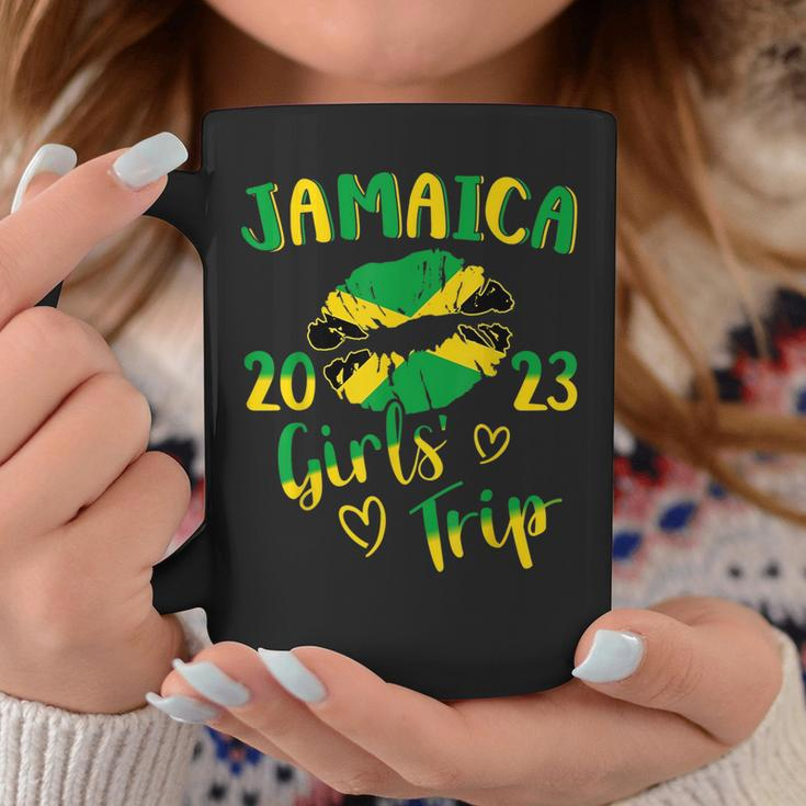 Jamaica 2023 Girls Trip With Jamaican Flag And Kiss Lips Coffee Mug Funny Gifts
